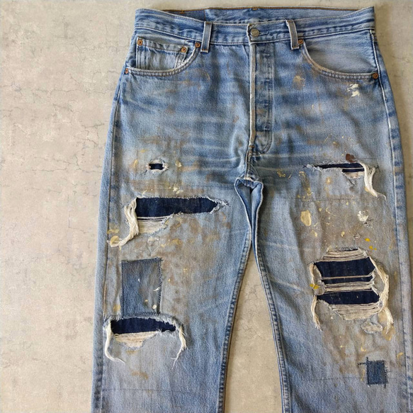 リーバイス 00s 501 グランジデニム ジーンズ ダメージ 【W34】 LEVI'S リーバイス 501 ダメージ加工 ペイント デニム W34