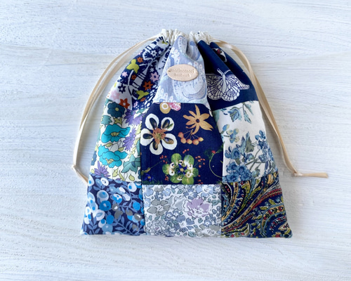 mornquilt パッチワーク巾着バッグ