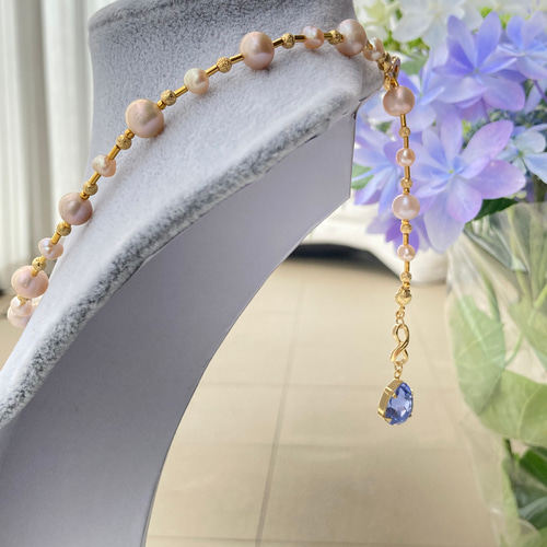 4way淡水パールネックレス❣️華やかゴールド本金加工 (淡紫 4way淡水パールネックレス❣️華やかゴールド本金加工 (淡紫