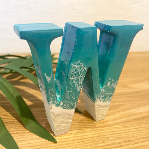 オーシャンアート 波レジンアートOKINAWA 7文字セット ターコイズ