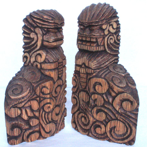 円空仏 高賀神社の狛犬 一対 円空彫り その他置物 獅子舞 通販