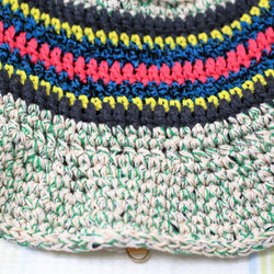 サマーニット帽　手編みのバケットハット　かぎ針編み　春夏　帽子　グリーン系　メンズ　レディース　ジュニア 4枚目の画像