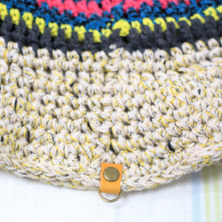 サマーニット帽　手編みのバケットハット　かぎ針編み　春夏　帽子　イエロー系　メンズ　レディース　ジュニア 7枚目の画像