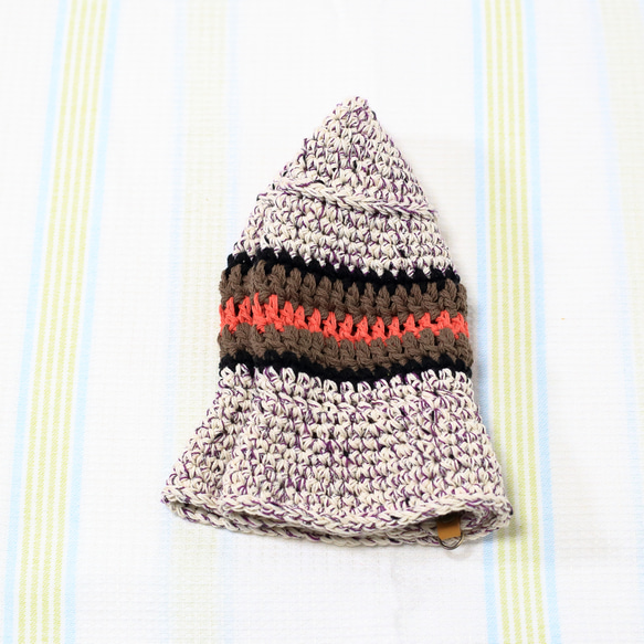 サマーニット帽　手編みのバケットハット　かぎ針編み　春夏　帽子　アースカラー　メンズ　レディース　ジュニア 8枚目の画像