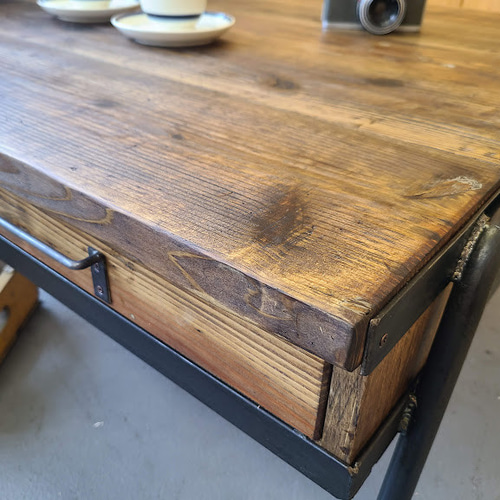 VINTAGE-SUGI DRAWER TABLE 古材×アイアンのセンターテーブル