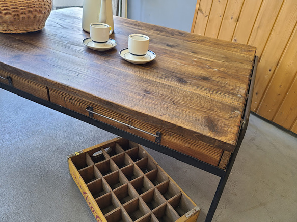 VINTAGE-SUGI DRAWER TABLE　古材×アイアンのセンターテーブル 3枚目の画像