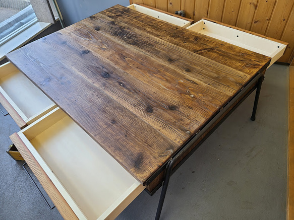 VINTAGE-SUGI DRAWER TABLE　古材×アイアンのセンターテーブル 7枚目の画像