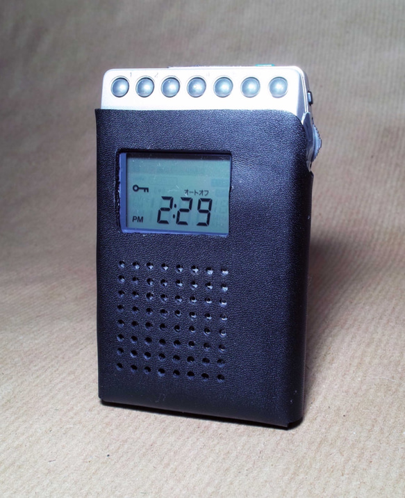 ポケットラジオ用 革ケース（SONY ICF-R350/R351/R353/R354/R550V/R553V）牛黒016 2枚目の画像