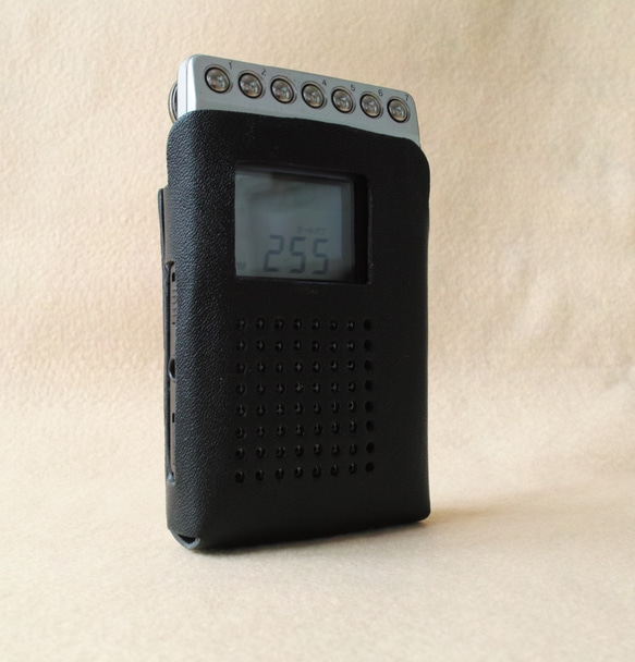 ポケットラジオ用 革ケース（SONY ICF-R350/R351/R353/R354/R550V/R553V）牛黒016 5枚目の画像