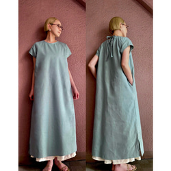 RATA❤️長さ＆ネックデザインも選べる❤️ざっくりコットンリネン❤️ゆったり細見えワンピース❤️ぱきっとレッド 10枚目の画像