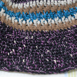 サマーニット帽　手編みのバケットハット　かぎ針編み　春夏　帽子　ブラック　パープル　メンズ　レディース　ジュニア 4枚目の画像