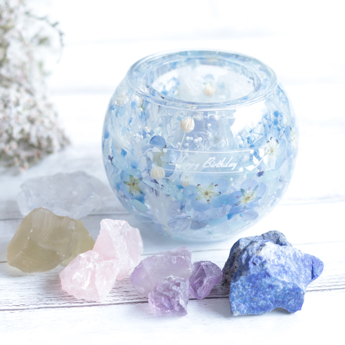 選べる天然石アロマストーン】「ネモフィラ&アクアマリンの水中庭園