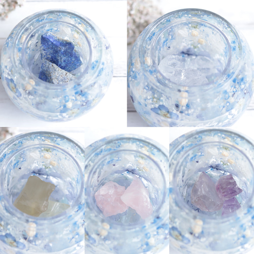 選べる天然石アロマストーン】「ネモフィラ&アクアマリンの水中庭園