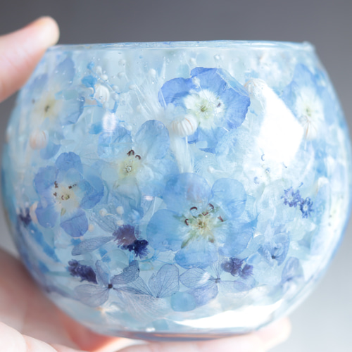 選べる天然石アロマストーン】「ネモフィラ&アクアマリンの水中庭園