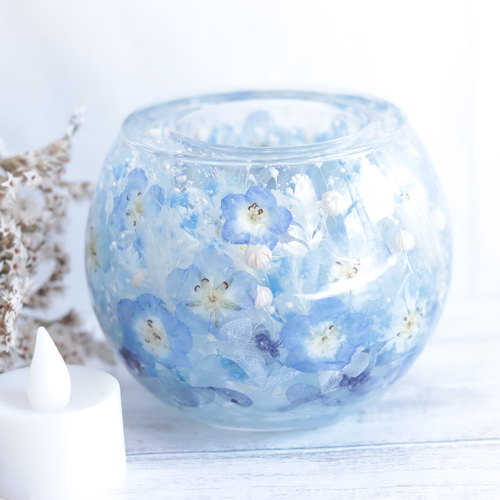 選べる天然石アロマストーン】「ネモフィラ&アクアマリンの水中庭園