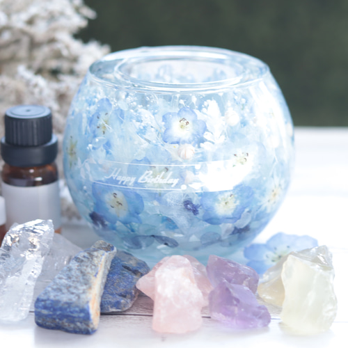 選べる天然石アロマストーン】「ネモフィラ&アクアマリンの水中庭園