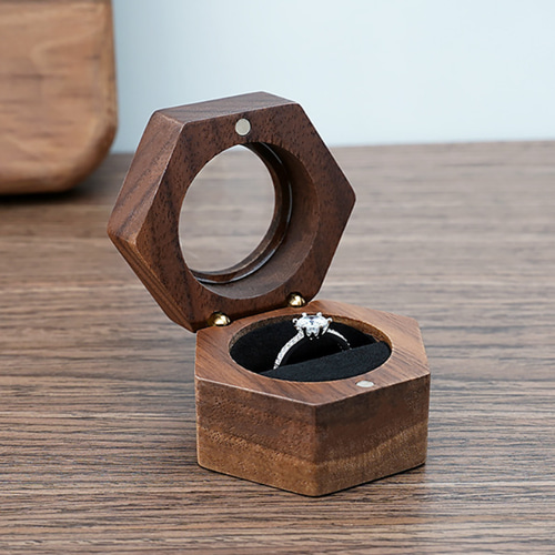 木製指輪ケース リング収納 アクセサリー什器 六角形デザイン