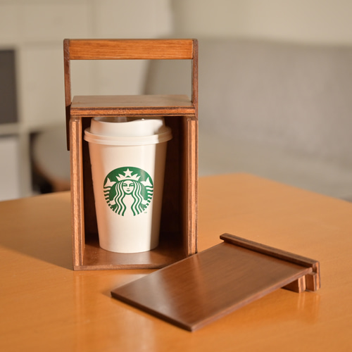 スターバックス カップホルダー　【貴重】 カップホルダー ハンドメイド スタバ トールサイズ おかもち風 取っ手