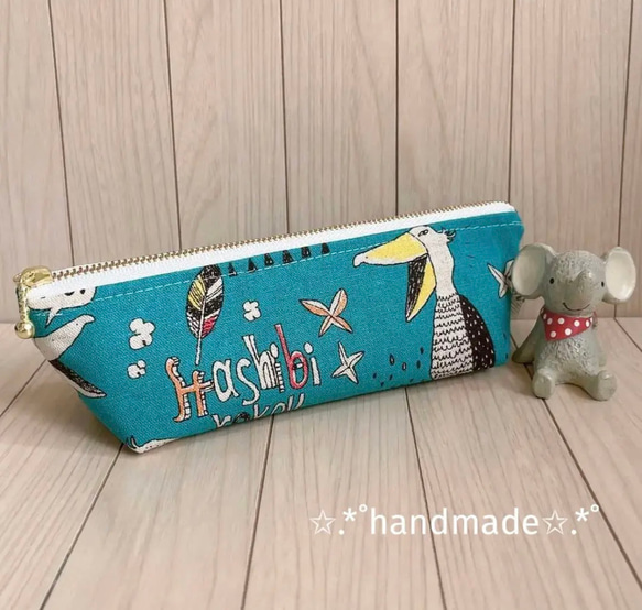 リバティ　ペンケース（少し大きめ）サナルイーズ　ブルー　ハンドメイド ペンケース【ハシビロコウ／ブルー】handmade ペンケース plus+ 通販