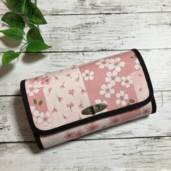 お財布バッグ　ハンドベメイド　長財布　大容量　和柄　桜　サクラ　浴衣にも 1枚目の画像