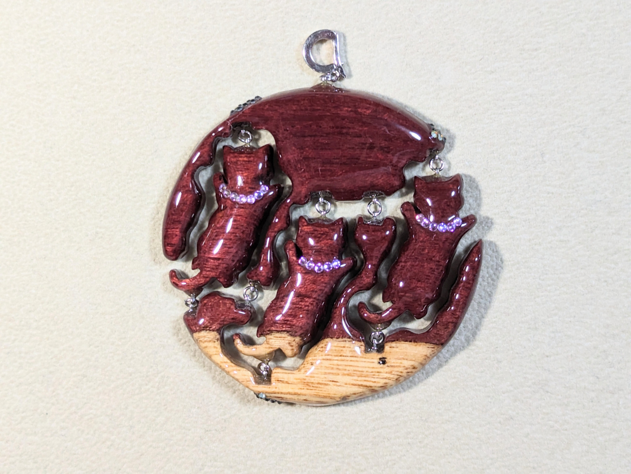 木製　ペンダントトップ　（　ねこ　）