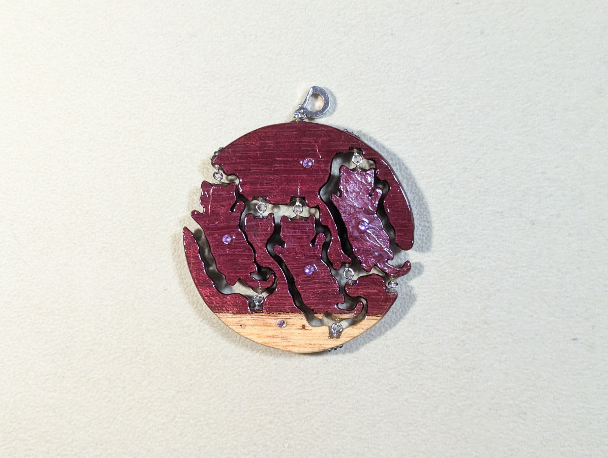 木製　ペンダントトップ　（　ねこ　）