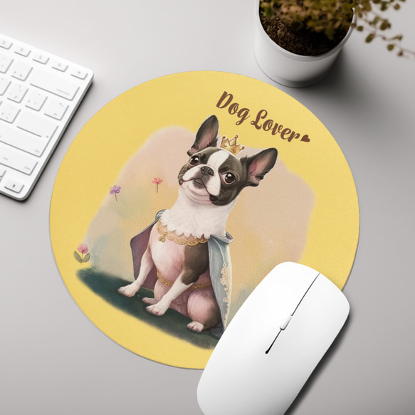 【 ロイヤル ボストンテリア 】 パステルカラー マウスパッド　犬　ペット　うちの子　プレゼント　ギフト 3枚目の画像