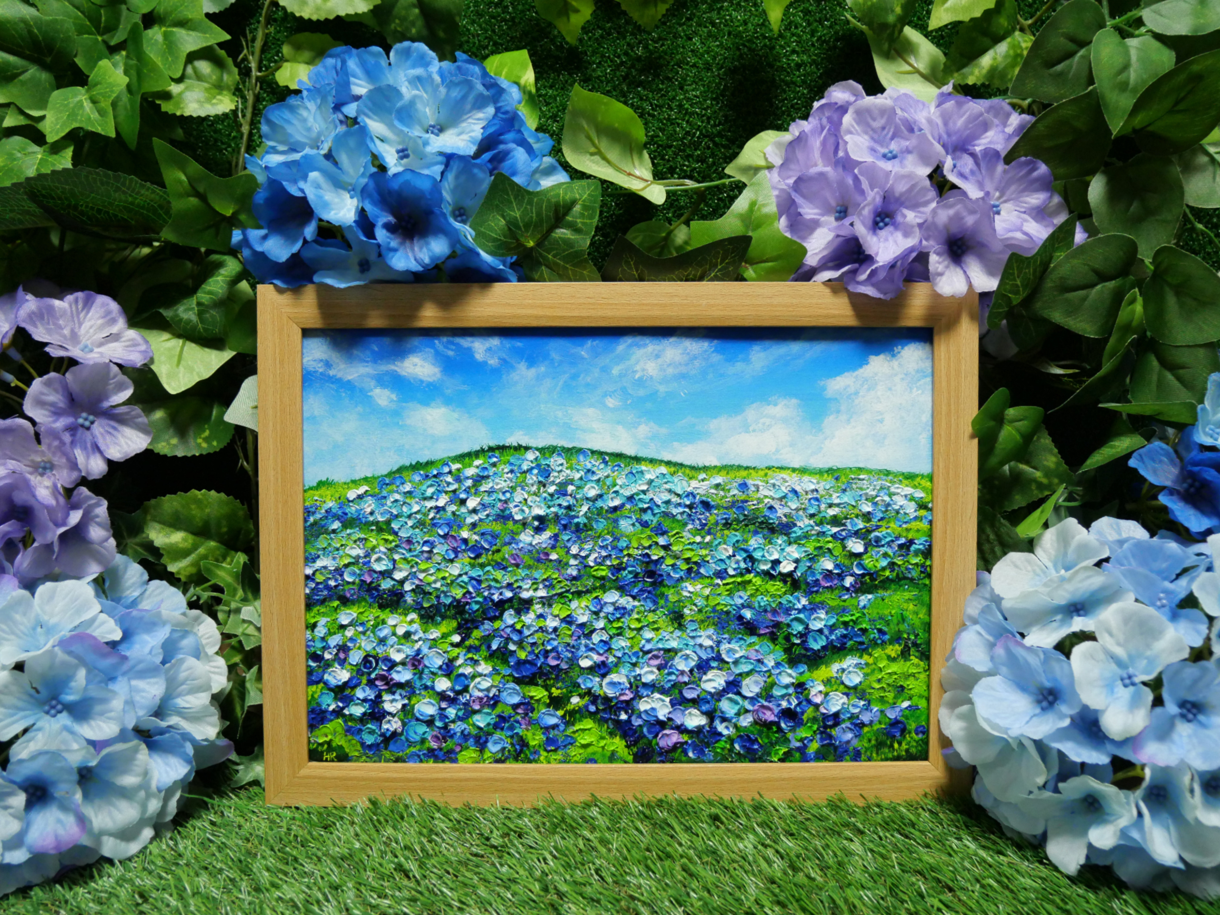 油絵 絵画【紫陽花の丘】 絵画 HR 通販 15943415｜Creema
