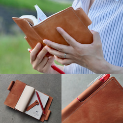 Hobonichi Techo Tanned Leather Case Techo Cover 將筆插入 A6 尺寸的 tech 第1張的照片