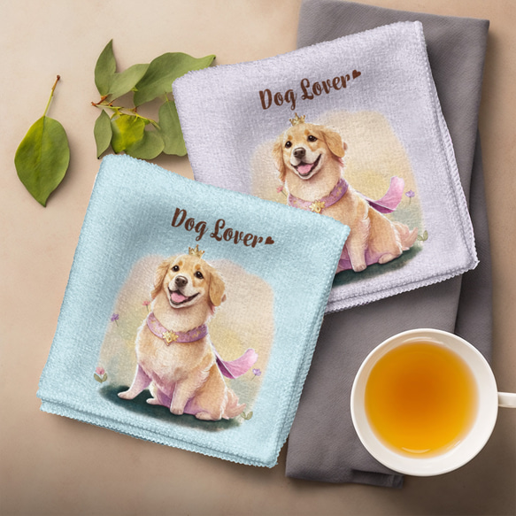 【 ロイヤル ゴールデンレトリバー 】 パステルカラー ハンカチ　2枚セット　犬　ペット　うちの子　プレゼント 3枚目の画像
