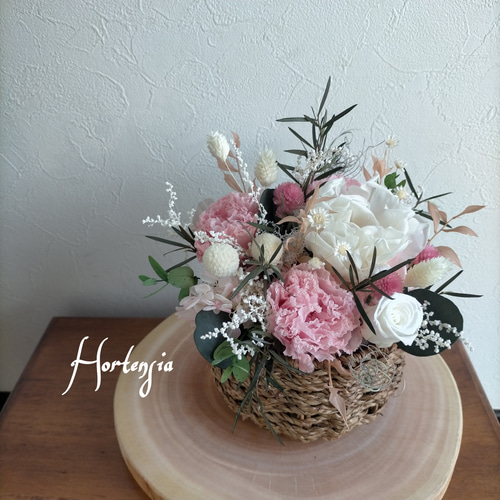 プリザーブドフラワーアレンジメントドライフラワー4点セットプレゼントお祝いに シャンペトルの花籠 プリザーブドフラワー アレンジメント ドライ