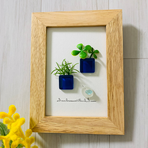 アートパネル 小鳥 インテリア雑貨 北欧 観葉植物 ガラスタイルアート