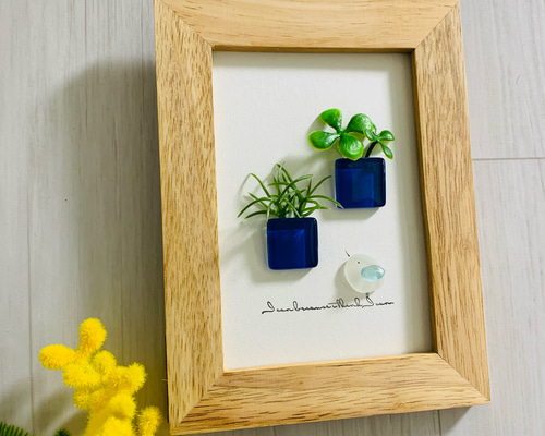 アートパネル 小鳥 インテリア雑貨 北欧 観葉植物 ガラスタイルアート