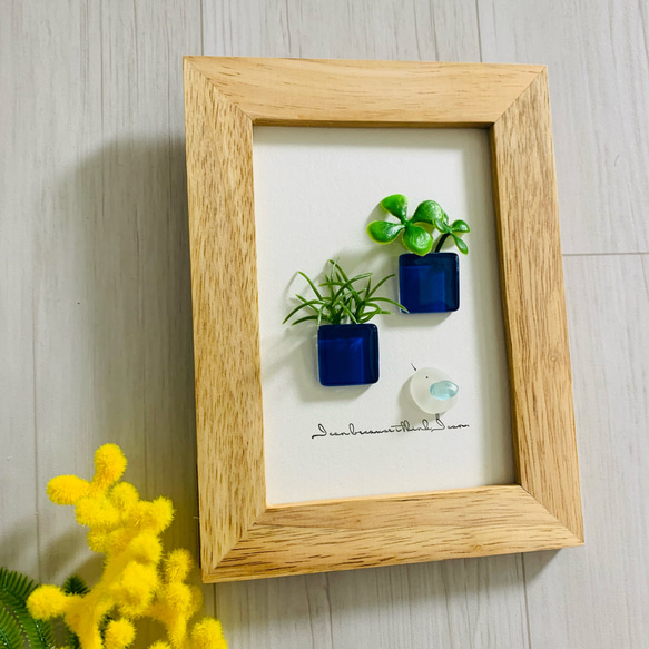 アートパネル 小鳥 インテリア雑貨 北欧 観葉植物 ガラスタイルアート