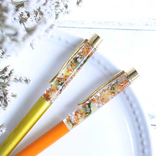 ハーバリウムボールペン～金木犀(キンモクセイ)/ゴールドイエロー