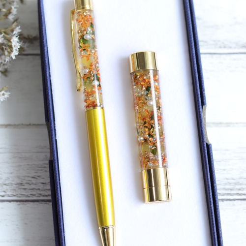 ハーバリウムボールペン～金木犀(キンモクセイ)/ゴールドイエロー