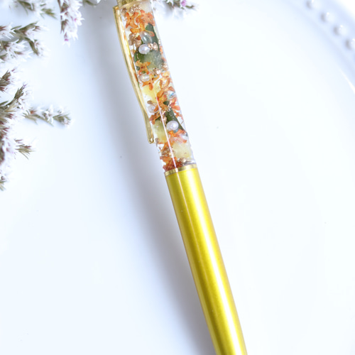 ハーバリウムボールペン～金木犀(キンモクセイ)/ゴールド