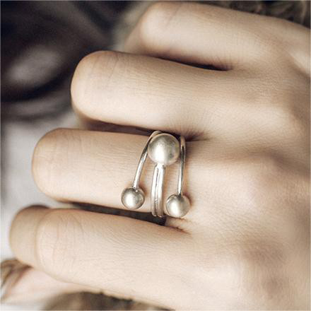 オリジナル多層巻ラウンドビーズ ヴィンテージ925シルバーリング ヒップスター 個性的 女性 ワイド ミドルリング 人差