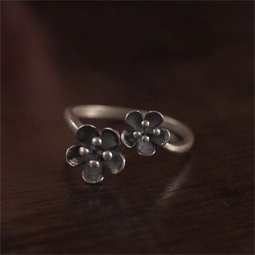 エスニック風シルバーリング ヴィンテージ文芸ファッションジュエリー リング フラワー レディース オープン 5,624円