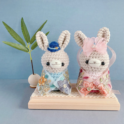 七夕うさぎさんあみぐるみ＊織姫さんと彦星さんのセット あみぐるみ