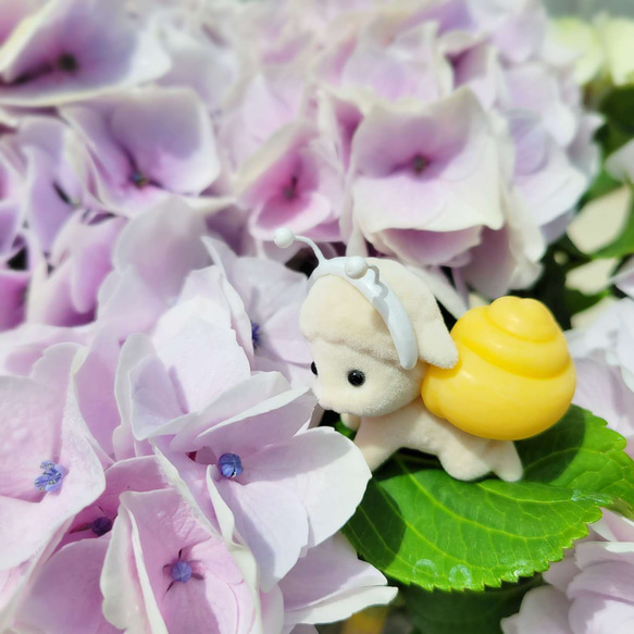 シルバニアファミリー カタツムリ イエロー 梅雨 あじさい 紫陽花