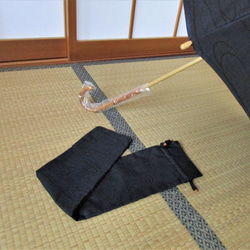 未使用・泥大島紬（5マルキ）日傘・傘袋付き 4枚目の画像