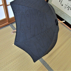 未使用・泥大島紬（5マルキ）日傘・傘袋付き 6枚目の画像