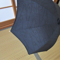 未使用・泥大島紬（5マルキ）日傘・傘袋付き 9枚目の画像