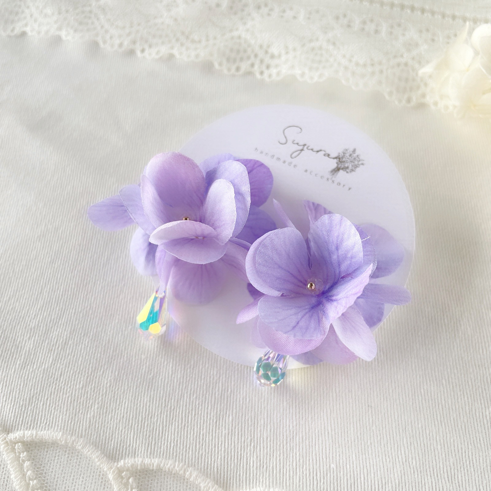 かすみ草ブーケピアス>Blue☆ウェディング結婚式成人式 呟く かすみ草ブーケピアス>Blue☆ウェディング結婚式成人式 呟く
