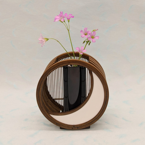 駿河竹細工 一輪挿し 三日月 レザークラフト フラワーベース