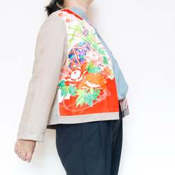 KIMONO CREW NECK JACKET  -ヴィンテージ着物を使ったクルーネックジャケット １点物です！ 7枚目の画像