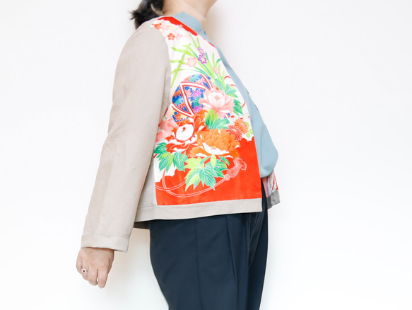 KIMONO CREW NECK Jacket -upcycled from Vintage Kimono 第7張的照片