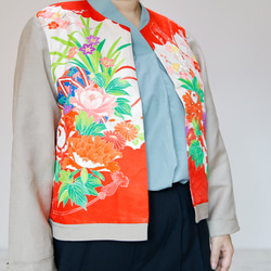 KIMONO CREW NECK Jacket -upcycled from Vintage Kimono 第4張的照片