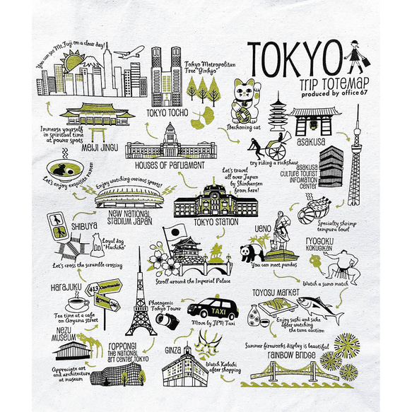Tokyo Trip Totemap 東京トリップトートマップ　マチ付の使いやすいトート　東京土産にも！ 3枚目の画像